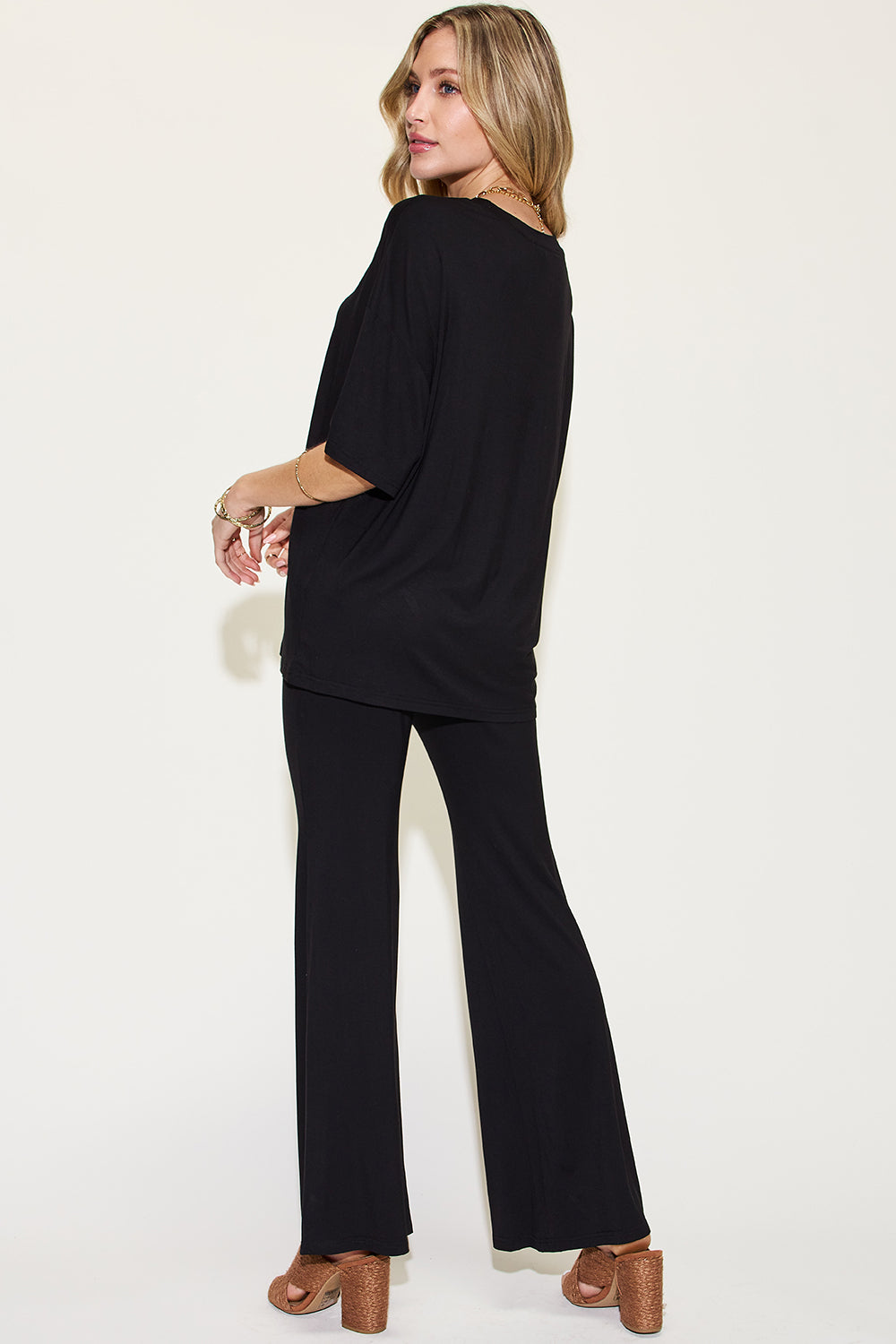 Bamboo Drop Shoulder and Flare Pants Set