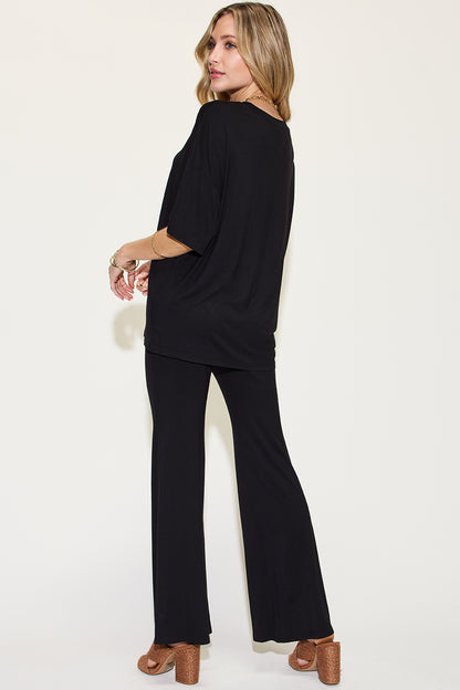 Bamboo Drop Shoulder and Flare Pants Set
