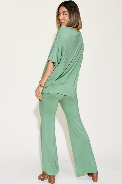 Bamboo Drop Shoulder and Flare Pants Set