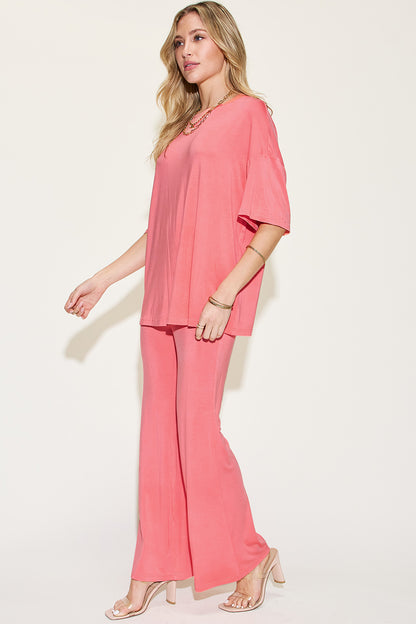 Bamboo Drop Shoulder and Flare Pants Set
