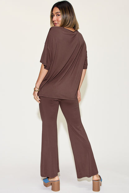 Bamboo Drop Shoulder and Flare Pants Set