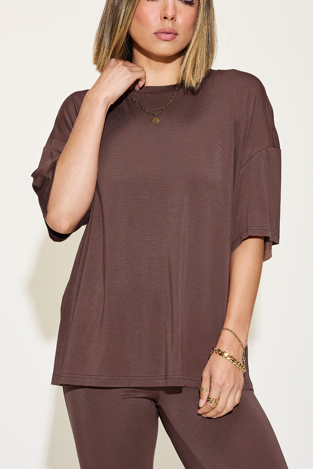 Bamboo Drop Shoulder and Flare Pants Set