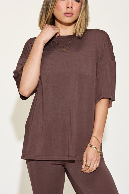 Bamboo Drop Shoulder and Flare Pants Set