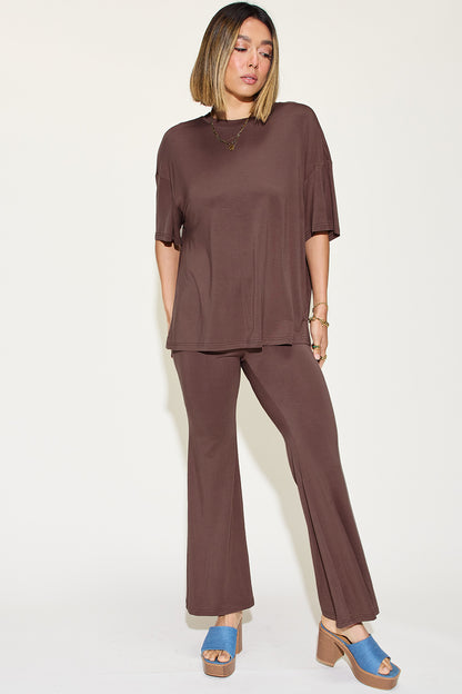 Bamboo Drop Shoulder and Flare Pants Set