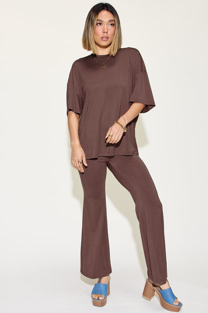 Bamboo Drop Shoulder and Flare Pants Set