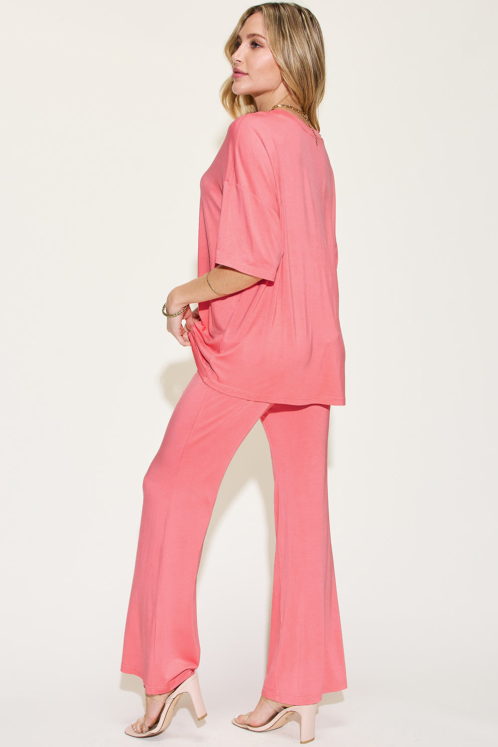 Bamboo Drop Shoulder and Flare Pants Set